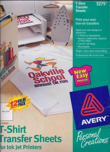 New Avery 3275 T Shirt Transfers for Printer 12 Iron On Sheets