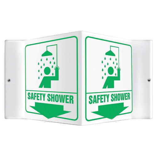 Safety Shower Sign, 6 x 8-1/2In, GRN/WHT PSP603