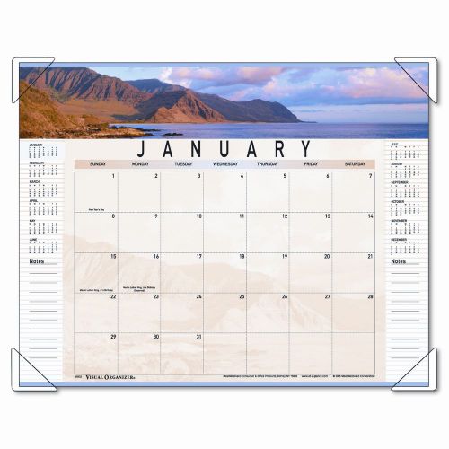 At-A-Glance Panoramic Landscape Monthly Desk Pad Calendar, 22 x 17, 2013