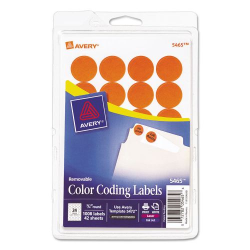 Print or write removable color-coding labels, 3/4in dia, orange, 1008/pack for sale