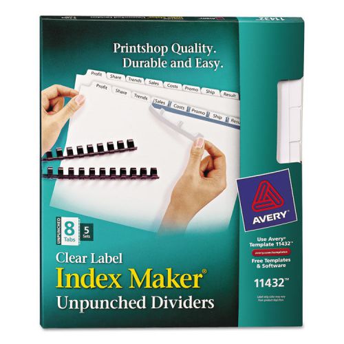 Index Maker Clear Label Unpunched Divider, 8-Tab, Letter, White, 5 Sets