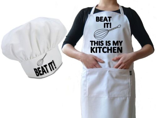 Personalised chef hat &amp; apron beat it! it&#039;s my kitchen funny novelty luxury gift for sale