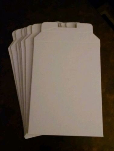 10 Tab Lock Stay Flat White Cardboard Envelope Mailer 6x8&#034;