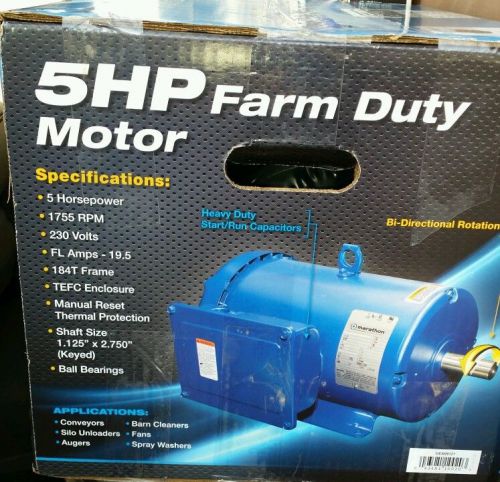 BRAND NEW 5 HP CONT DUTY MOTOR, MARATHON ELECTRIC, MOTOR IN FACTORY BOX.