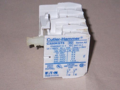 Eaton/Cutler-Hammer C320KGT5 auxiliary contact 2NC (Used)