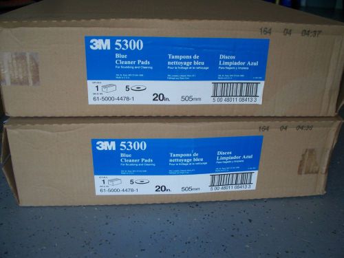 2  BOXES OF 5 (TOTAL 10 ) 3M Blue Cleaner Pads 175 to 600 RPM 20&#034; 5300
