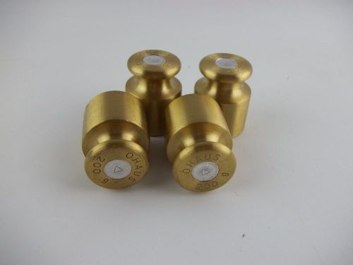 4 x USED OHAUS 200 GRAMS BRASS CALIBRATION WEIGHTS, 200g FREE SHIPPING