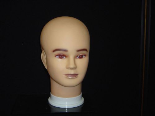 Two (2) #158 male light-skin tone rubber mannequin head forms-10&#034;h for sale