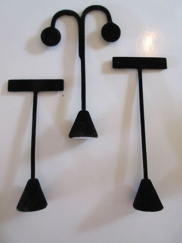 Wholesale Lot 3 Different Size Black Velvet T Stands for Earring Displays  G115