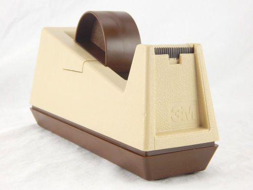 Scotch 3M Large Heavy Duty Weighted Tape Dispenser Model 28000 Beige Brown C-25