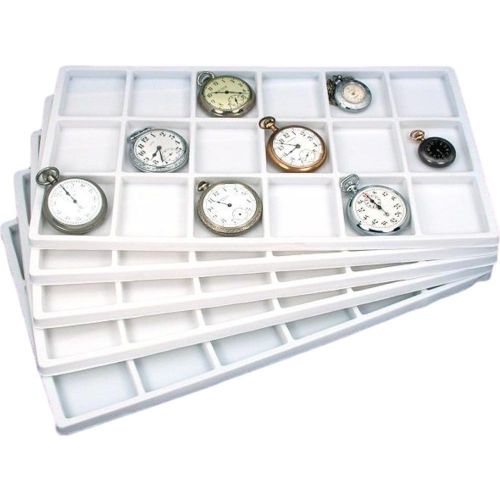 18 Compartment Display Tray Inserts White 14 1/8&#034; 5Pcs