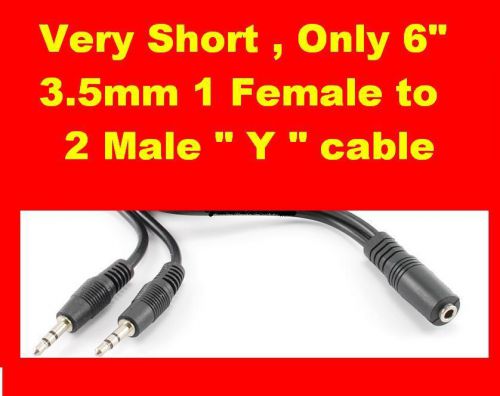 6-inch  3.5mm Stereo Female to 2-Male Y-Splitter Audio Cable, CableOnSale