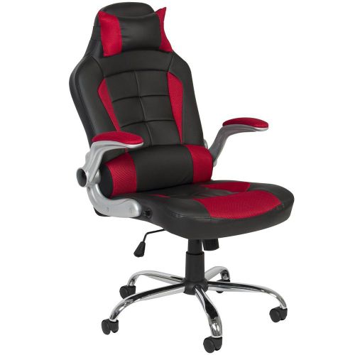 BCP Deluxe Ergonomic Racing Style PU Leather Office Chair Swivel High Back Red