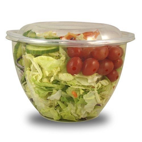 Stalkmarket jaya 100% compostable clear pla salad bowl, 48-ounce, 300-count case for sale