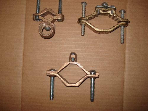 3 ea Electrical Bronze Water Pipe Ground Clamps.1/2,3/4,11/4-2 inch