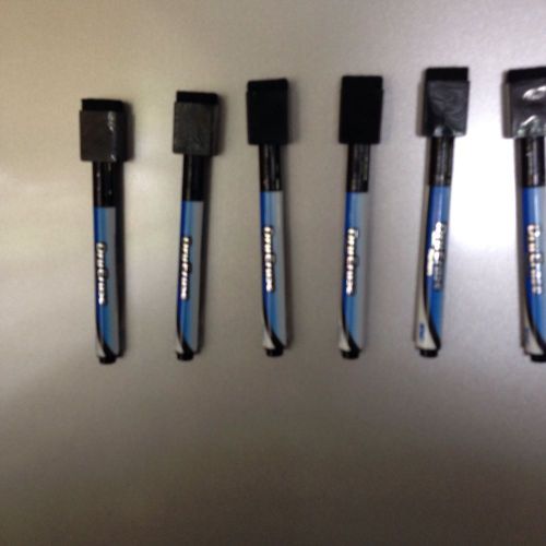 set of 6 magnetic black dry erase markers fine point erases clean &amp; easy