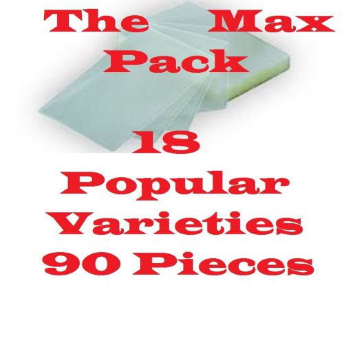 Starter assortment laminating laminator pouch sheet 18 popular varieties 90 pcs. for sale