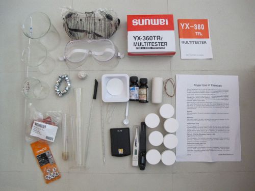 College chemistry kit multitester beakers scale thermometer cylinders pipet for sale