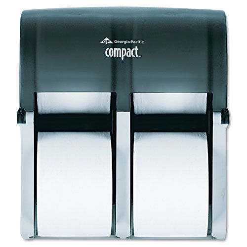 Compact four roll coreless tissue dispenser, 11 3/4 x 6 9/10 x 13 1/4, smoke for sale