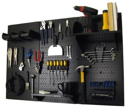 Wall control 4&#039; metal pegboard tool organizer kit w/accessories - black/black for sale