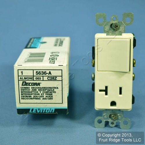 New Leviton Almond Decora Rocker Light Switch &amp; Receptacle Outlet 5636-A Boxed