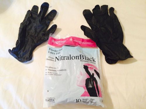 6 Pairs Black Nitrile Gloves MEDIUM for Hair Color