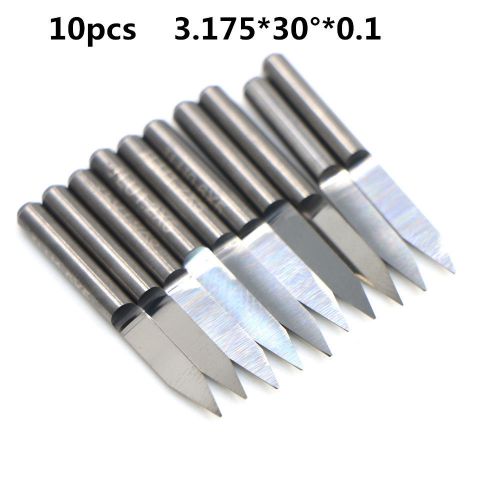 10Pcs 30 Degree 3.175mm Shank Carbide PCB Engraving Bits CNC Router Tool 0.1mm