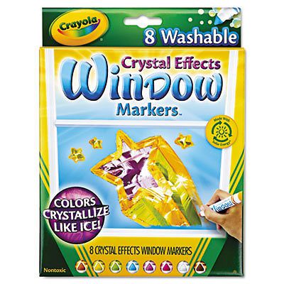 Washable Window FX Markers, Conical, Astd Crystalized Colors, 8/Set