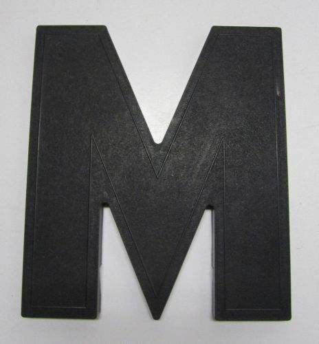 Vtg Wagner Sign Letter &#034;M&#034; Marquee Display Black Plastic Hanging Industrial