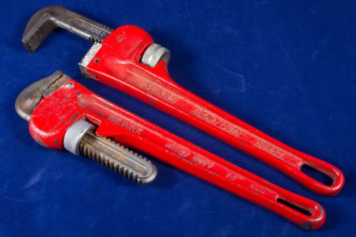 TWO Sears Heavy Duty 14&#034; Pipe Wrenches Excellent Condition