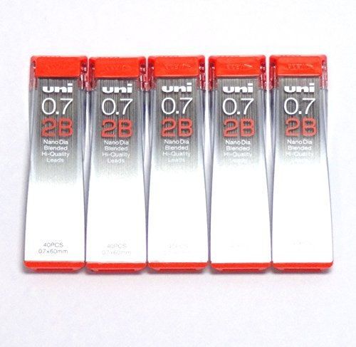 Uni-ball Uni NanoDia Low-Wear Pencil Leads 0.7 mm 2B, 40 Leads X 5 Pack/total