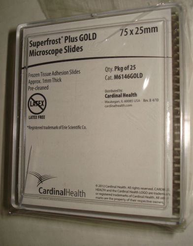 PACK OF 25 SUPERFROST PLUS M6146 GOLD MICROSCOPE SLIDES 75x25x1MM PRE CLEANED