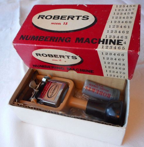 Vintage ROBERTS Model 15 6 Wheel Numbering Machine in Orig Box W/ Ink