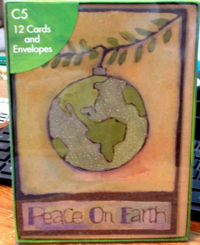 New Box of 12 Holiday Greeting Cards with Envelopes &#034;Peace on Earth&#034;
