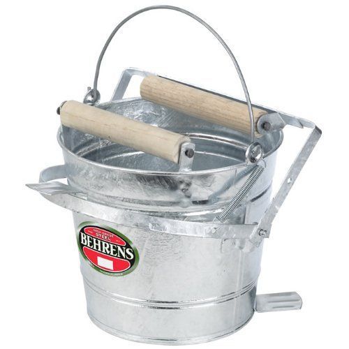 Rust Proof Vintage Mop Bucket w Wooden Rollers. Tub Wringing Wet Clean Jug Room