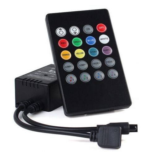 Lower 12-24v 20key music ir remote controller for 3528 5050 rgb led strip lights for sale