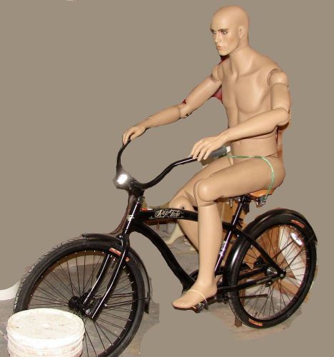 male mannequin sitting flexible, articulated, poseable, head, arms, legs, as is