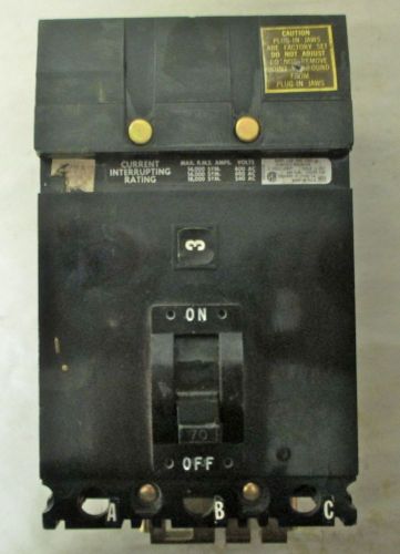 Square d - 70 amp circuit breaker - 3 pole - 600 volt - cat. #fa36070 *tested* for sale