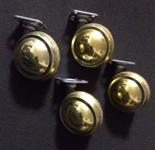 LOT of 4 Vintage Shepard Round Ball 2-1/2&#034; Swivel Brass Casters Mid Century