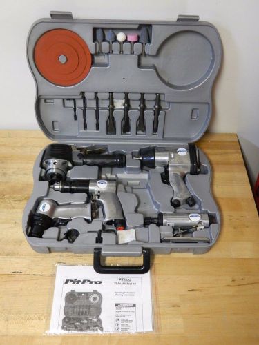 Pit Pro #PT2222 Air Tool Kit w/ Impact Wrench, Die Grinder, Air Drill, &amp; Sander