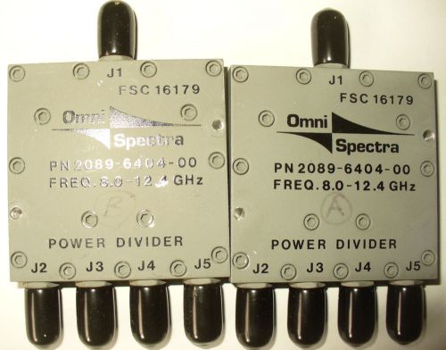 OMNI SPECTRA RF POWER DIVIDER 8GHz - 12.4GHz 4 WAY SMA 2089-6404-00 QTY-2