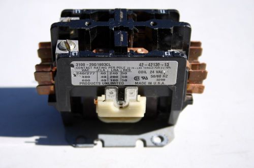 HVAC-&#034;Products Unlimited Inc.-DPDT Contactor 50 amp/ 24 Volt -Used  (B1)