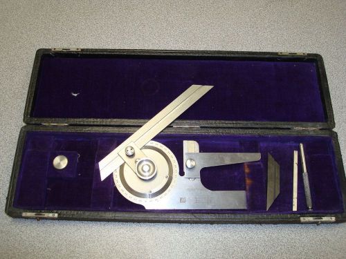 VINTAGE BROWN &amp; SHARPE BEVEL PROTRACTOR WITH CASE MACHINISTS PRECISION INSPECT
