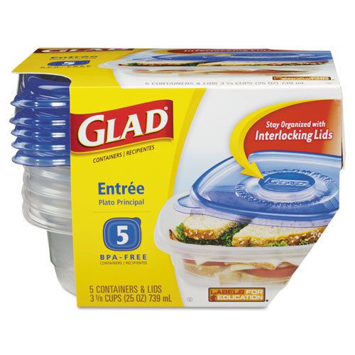 GladWare Entree Food Storage Containers, 25 oz, 5/Pack