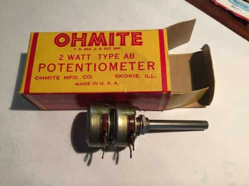 NOS Ohmite Dual 1 Megohm 2W Type AB U-Linear Potentionmeter #CCU-1052