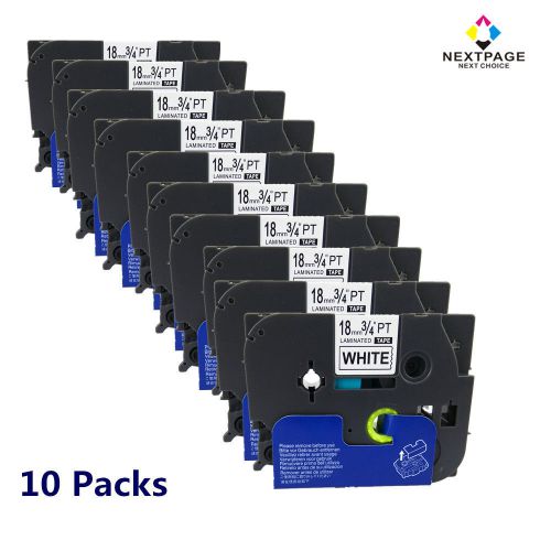 10 Pack Black on White Tze-241 Brother Compatible P-touch Label Tape