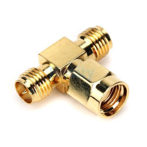 Sma female to dual rp-sma male jack rf adapter t connector 3 way for sale
