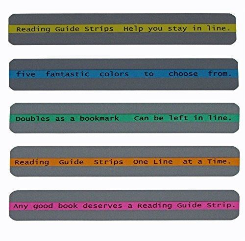 Reading Guide Highlighter Strips, Set of 5 (Blue, orange, green, pink and
