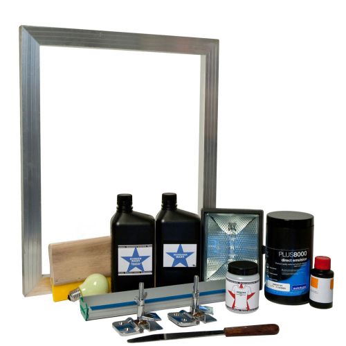 Screen printing kit - frame hinge clamps ink squeegee emulsion exposure set silk for sale