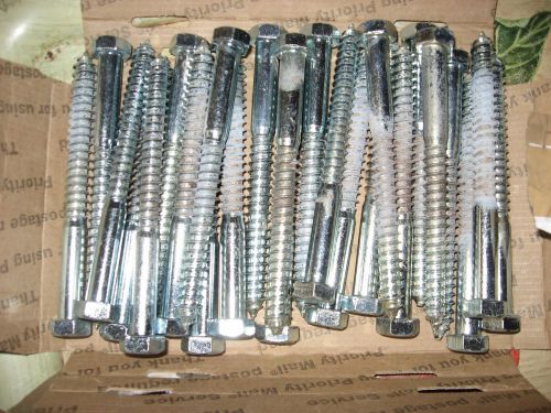 1/2&#034; x 5 1/2&#034; HEX HEAD LAG BOLT W/ WASHERS NEW ZINC PLATED   LOT OF 25